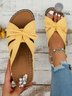 Casual Bowknot Hollow out Comfy Wedge Heel Slide Sandals