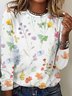Women Floral Crew Neck Casual Long Sleeve T-shirt