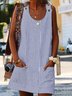 Plus Size Loose Striped Pockets Casual Summer Sleeveless Dress