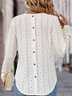 Eyelet Embroidery Button Back Curved Hem Tee