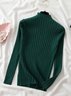 Women's Casual Striped Knit High Stretch Long Sleeve Sweater Everyday Home Clothing