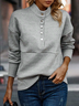 Casual Plain Half Button Sweatshirt