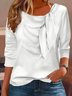Women Plain Casual Long Sleeve T-shirt
