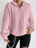 Casual Plain V Neck Sweatshirt