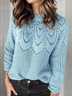 Wool/Knitting Plain Casual Sweater