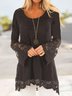 Lace Long Sleeve Crew Neck Boho Tunic Shirt