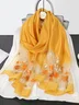 Elegant Floral Embroidery Imitation Silk Scarf