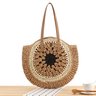 New simple round shoulder straw bag hollow handwoven bag seaside beach fashion women's bag