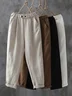 Women's Chinos Baggy Pants Cotton Side Pockets Baggy Mid Waist Ankle-Length