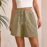 Plain Cotton And Linen Loose Casual Shorts