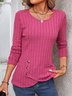 Women Plain Crew Neck Casual Long Sleeve T-shirt