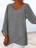 Striped V Neck Casual Blouse