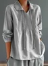 Loose Floral Casual Notched Blouse
