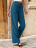 Casual Pleated Plain Wide-Leg Pants