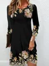 Floral print casual round neck long sleeved women's dress