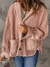 Lapel Collar Loose Linen Teddy Jacket