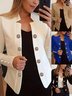 Casual Buckle Long Sleeve Plain Jacket