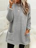 Women's Crew Neck Casual Midi H-Line Fluff Dress