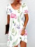 Floral Print Short Sleeve Crew Neck Dress
