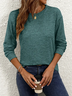Women Plain Crew Neck Casual Long Sleeve T-shirt