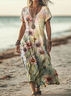 V Neck Cotton Casual Dress