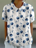Women's Floral Spring Print Lapel Short Sleeve Shirt