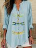 Casual Animal Shawl Collar Blouse