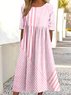 Crew Neck Loose Casual Multicolor Block Dress With No