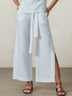 Casual Plain linen-cotton Straight Pants