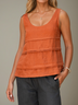 Linen Casual Plain Crew Neck linen-cotton Tank Top