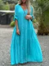 Casual Plain V Neck Maxi Dress