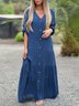 Casual Plain V Neck Maxi Dress