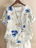 Regular Fit Cotton Elegant Crew Neck Blouse