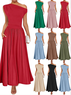 Women's Short Sleeve Summer Red Plain Asymmetrical Daily Going Out Casual Maxi A-Line Tunic Dress