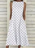 Women's Sleeveless Summer White Polka Dots Printing Crew Neck Daily Going Out Casual Maxi H-Line Fit & Flare Dress Dress