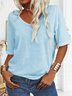 Women Floral V Neck Casual Short Sleeve T-shirt
