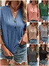 Women Plain V Neck Casual Short Sleeve T-shirt