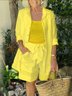 Casual Plain Shirt Collar Matching Outfit