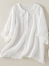 Women's Casual Cute Doll Collar Short Sleeve Shirt