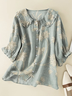 Women's Floral Print Casual Peter Pan Collar Shirt