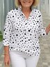 Casual Polka Dots Stand Collar Blouse