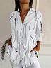 Women's Long Sleeve Shirt Spring/Fall White Polka Dots Buckle Shirt Collar Daily Going Out Casual Top