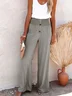 Women's  Elastic Waist H-Line Wide Leg Pants Daily Going Out Pants Green Casual Split Joint Plain Spring/Fall Pants