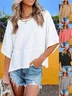 Women Plain Crew Neck Casual Half Sleeve T-shirt
