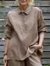 Casual Linen Shirt Collar Plain Shirt