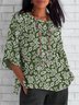 Women Floral Crew Neck Casual Long Sleeve T-shirt