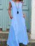 Casual Plain Crew Neck Maxi Dress