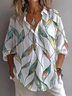Women's Long Sleeve Shirt Spring/Fall White Floral Printing Shirt Collar Daily Going Out Casual Top