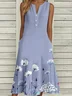Buckle Gradient Pattern Notched Casual Dress With No