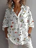 Women's Vintage Floral Print Lapel Button-Down Shirt